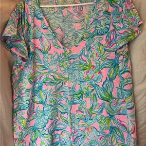 Lilly Pulitzer Pink and Blue Short Sleeve Tee
